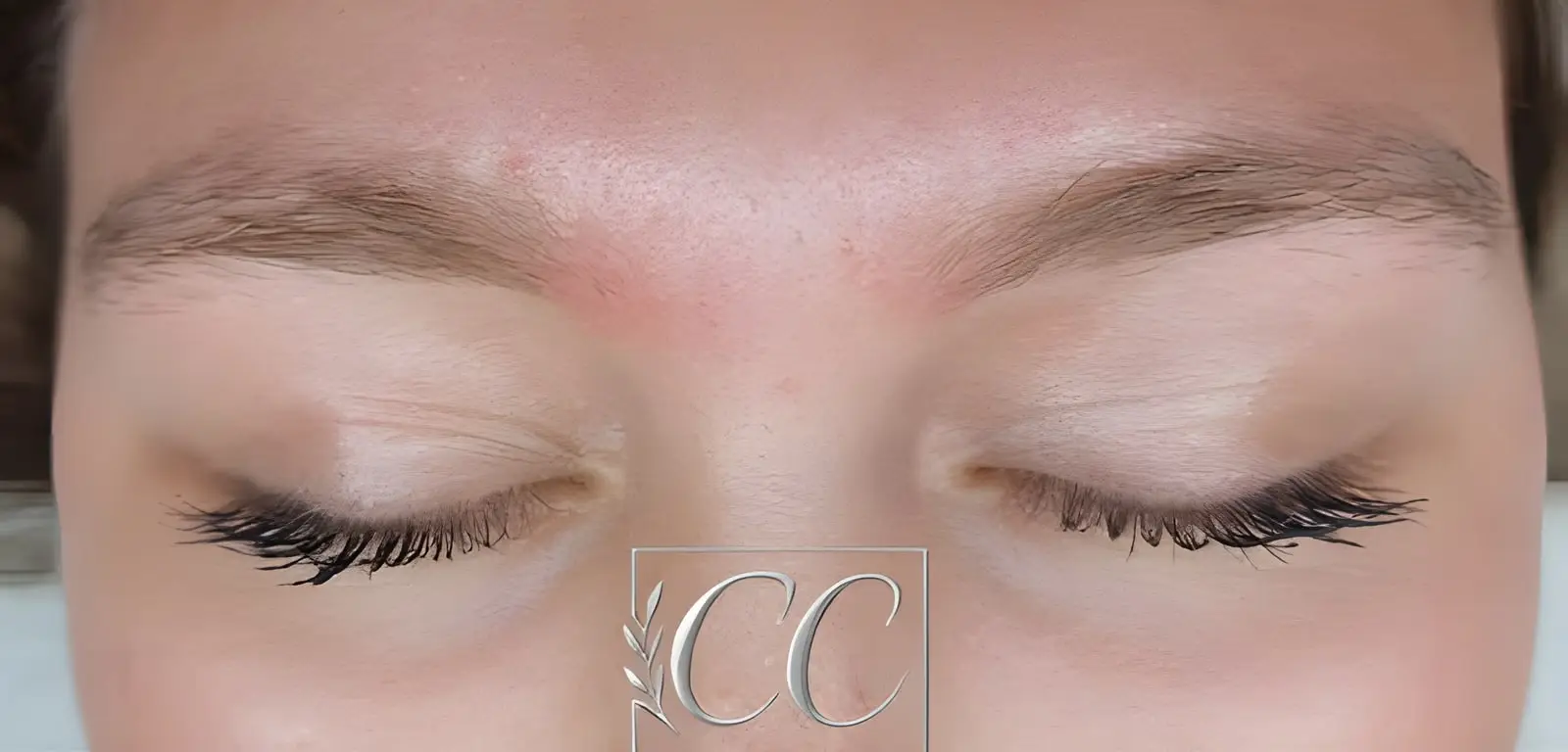 Before: light brows and straight lashes